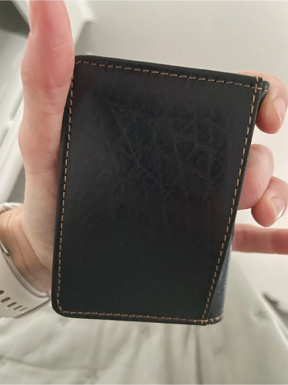Jack Georges Black Leather Bi-Fold Card Holder